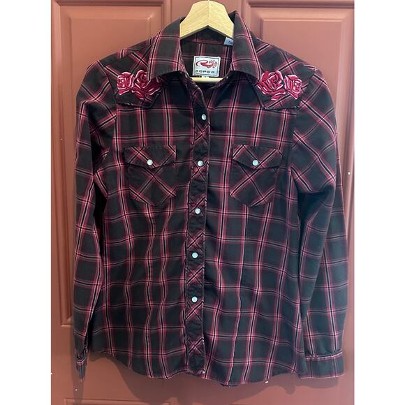 Rose Color Ropers Roper | Tops | Roper Red Rose Plaid Western Shirt | Poshmark